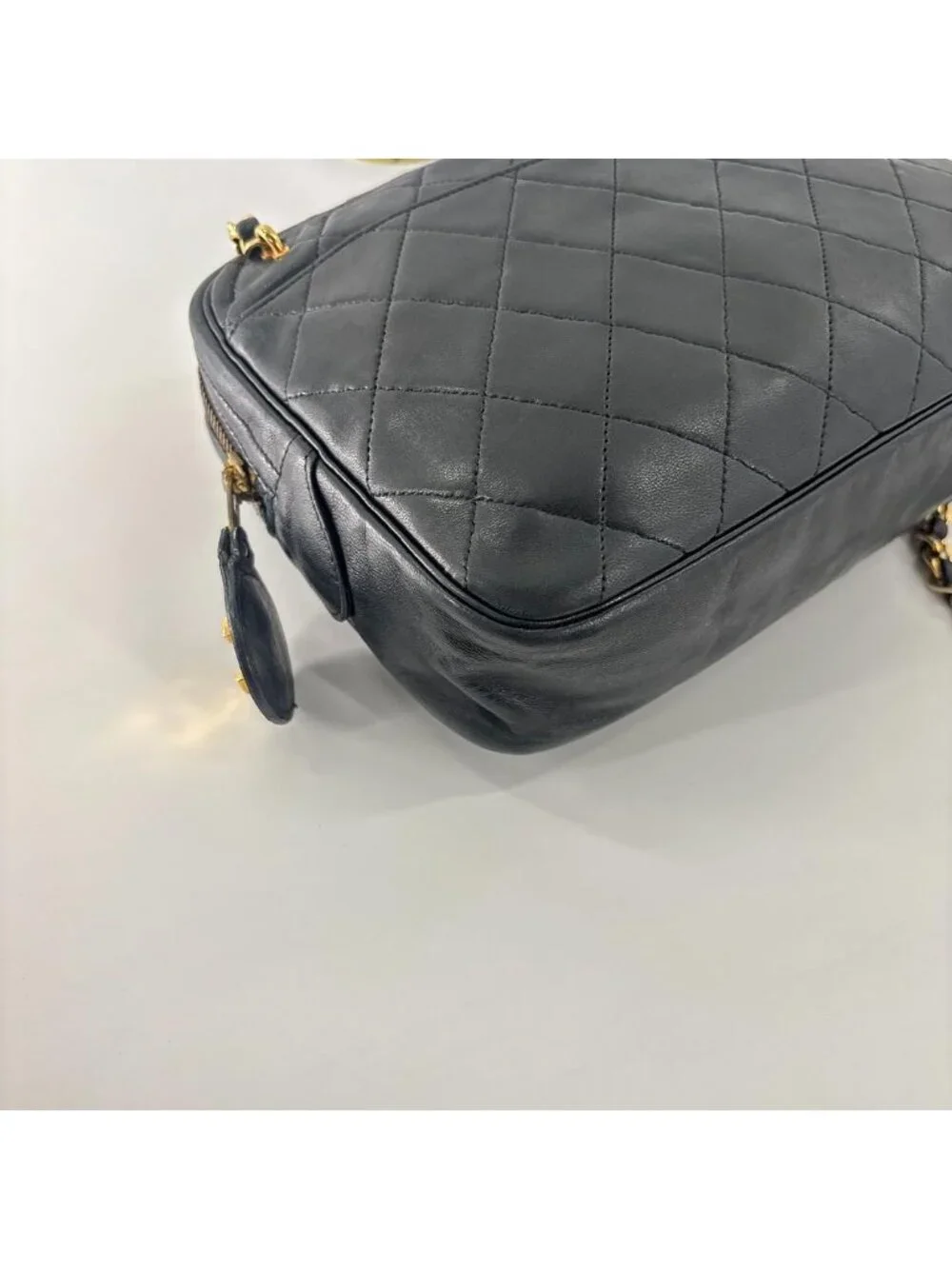 Chanel Super Quilted Lambskin Chain Shoulder Bag Black